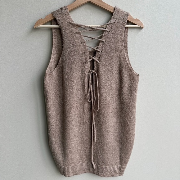 MINE Knitted Tank Top Lace Up Back - Picture 8 of 12